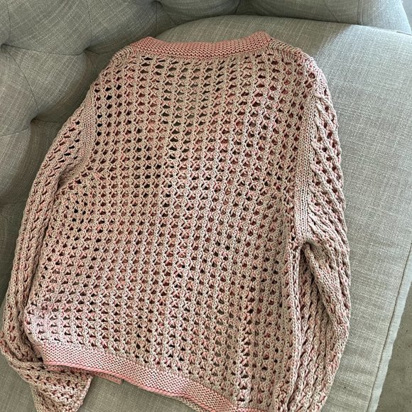 Fabiana Filippi Pink coral beige cable knit cardigan S M - Picture 8 of 11